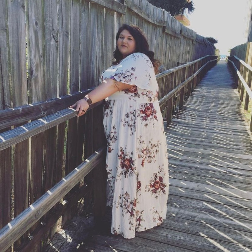 Torrid Ivory Floral Romper with Maxi Overlay